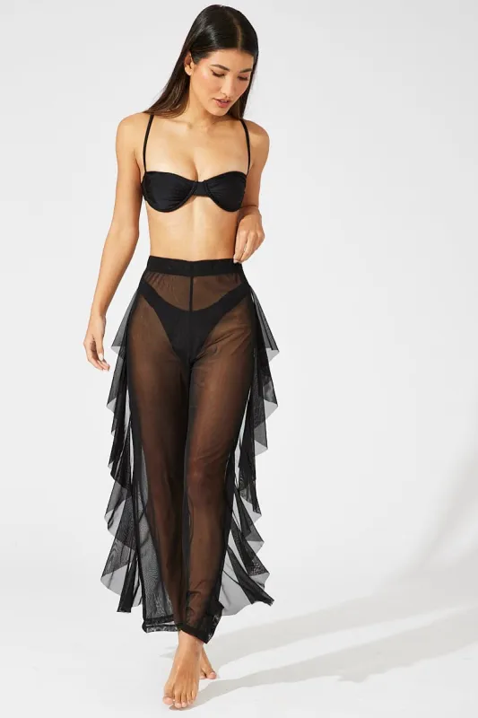 Black Ruffle Beach Pants sold by Ally Fashion