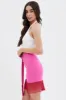Pink Tassels Ruched Mini Skirt sold by Ally Fashion