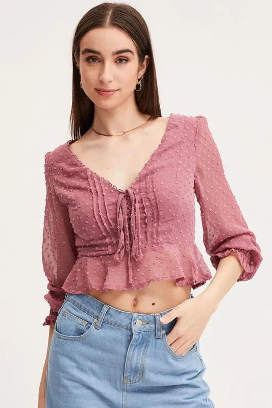 Pink Peplum Top Crop made by Ally Fashion