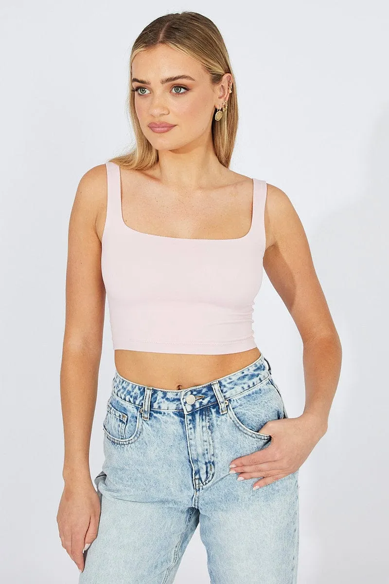 Pink Crop Tank Top Seamless sold by Ally Fashion product image thumbnail 3
