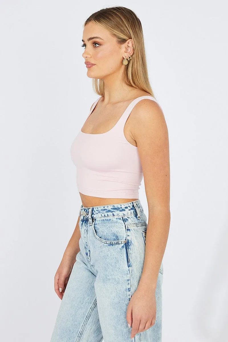 Pink Crop Tank Top Seamless sold by Ally Fashion product image thumbnail 4