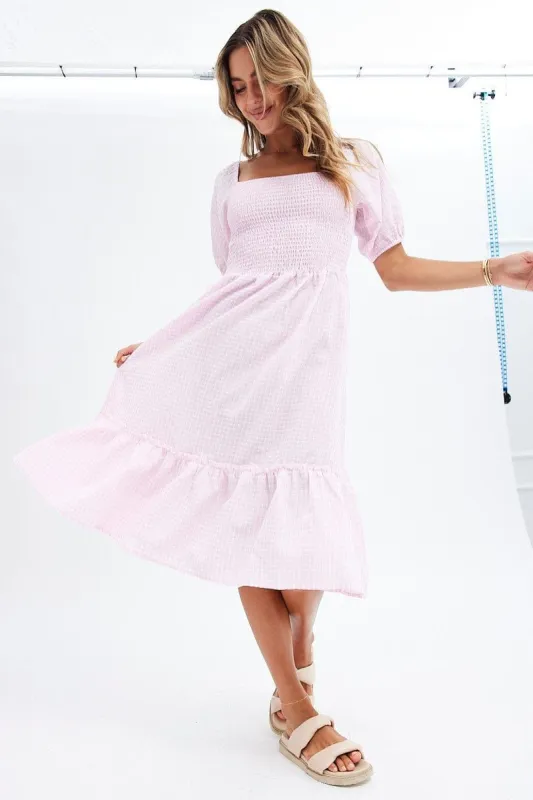 Pink Check Check Midi Dress sold by Ally Fashion