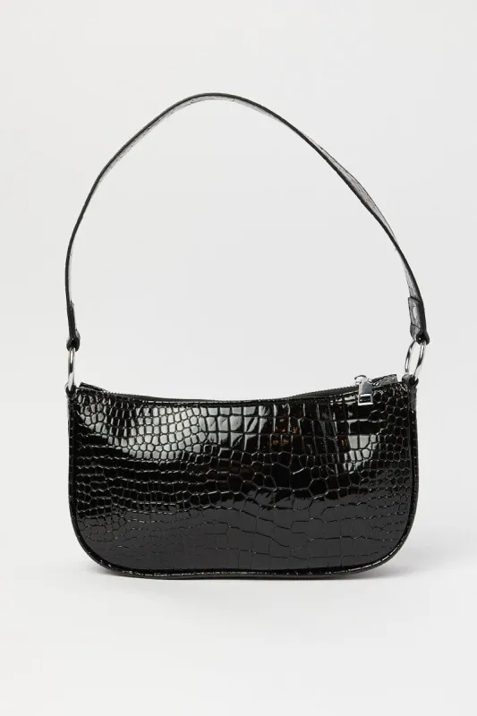 Black Croc Shoulder Bag Hand Bag sold by Ally Fashion