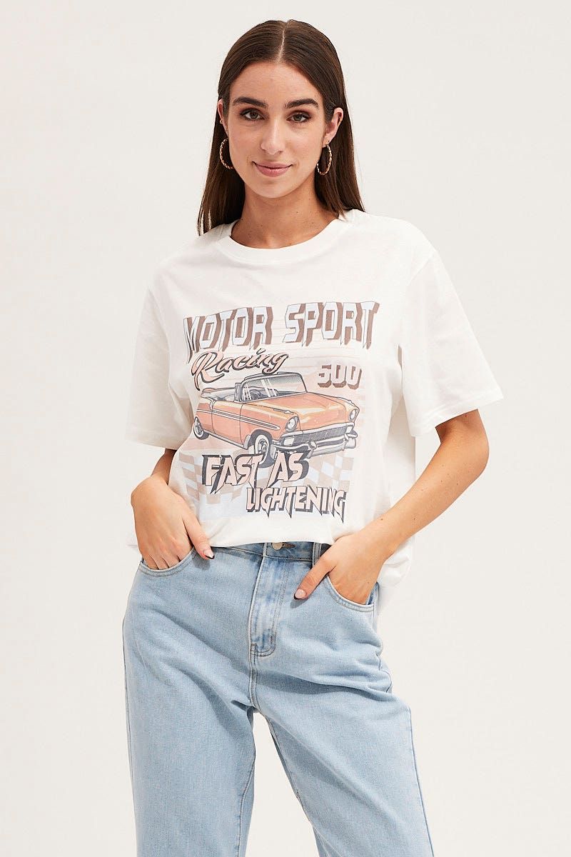 White Oversized T Shirt sold by Ally Fashion product image thumbnail 3