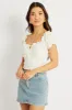 White Crop Top Short Sleeve Shirred Waist sold by Ally Fashion
