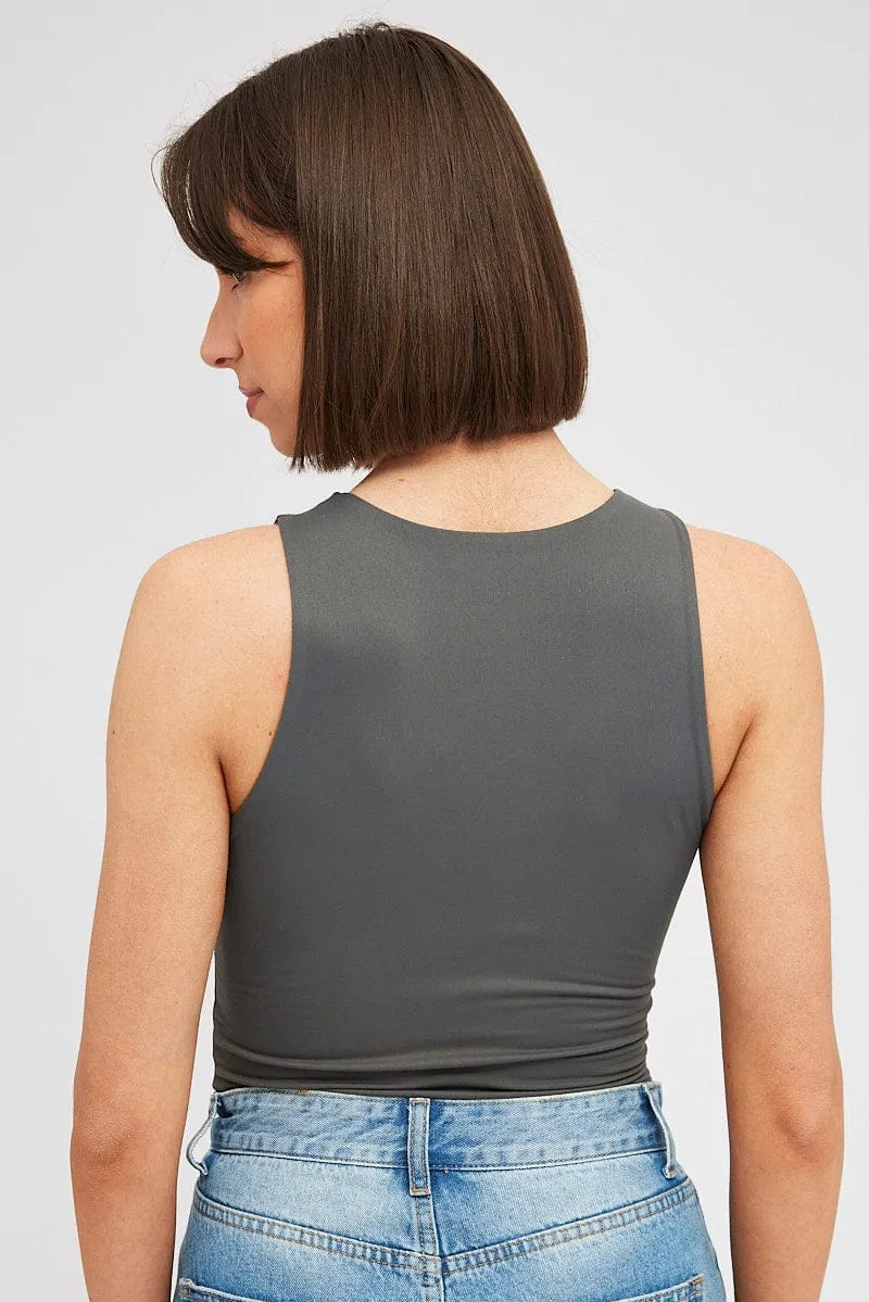 Grey Supersoft Bodysuit Sleeveless sold by Ally Fashion product image thumbnail 5