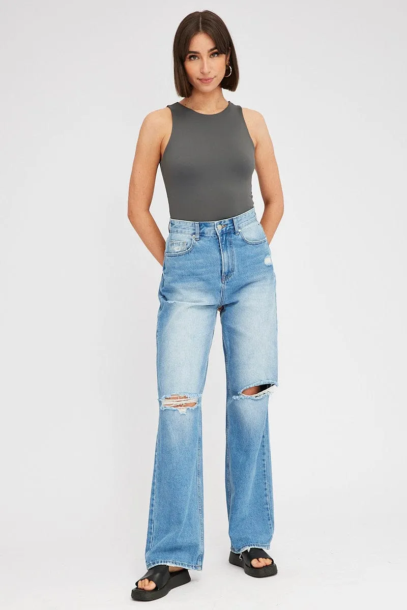 Grey Supersoft Bodysuit Sleeveless sold by Ally Fashion product image thumbnail 2