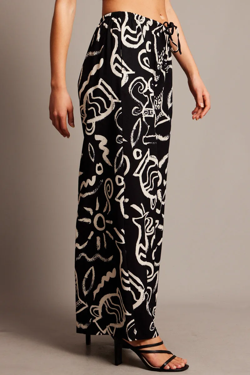 Black Abstract Wide Leg Pants High Rise sold by Ally Fashion product image thumbnail 4