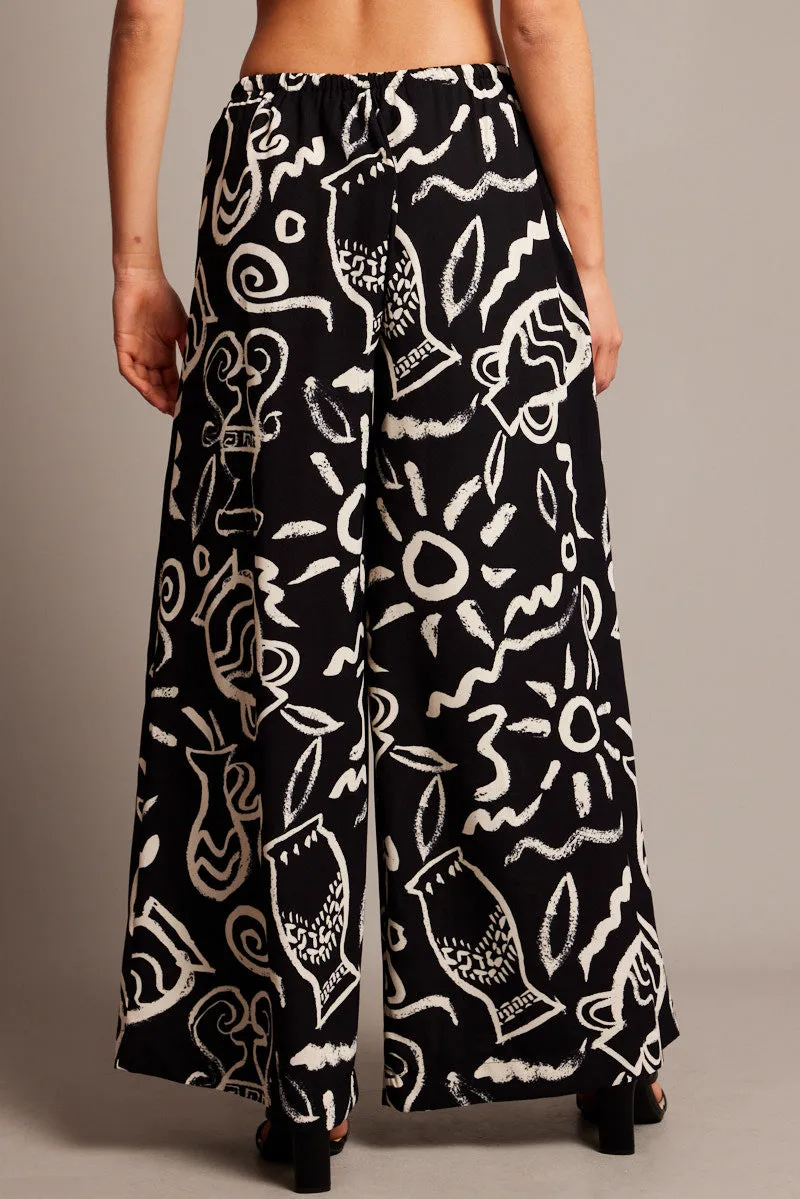 Black Abstract Wide Leg Pants High Rise sold by Ally Fashion product image thumbnail 5