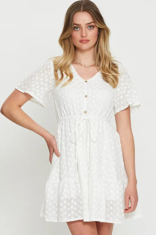 White Mini Dress Short Sleeve sold by Ally Fashion