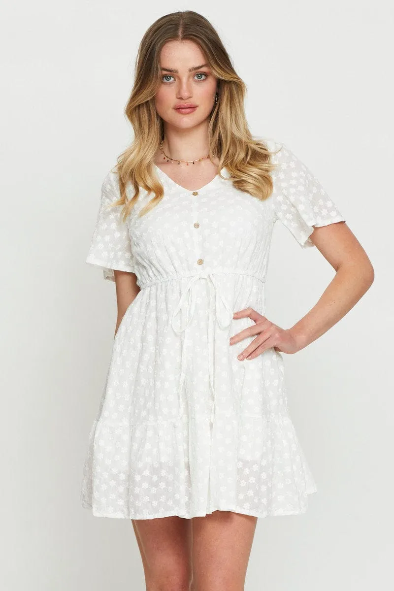 White Mini Dress Short Sleeve sold by Ally Fashion product image thumbnail 3