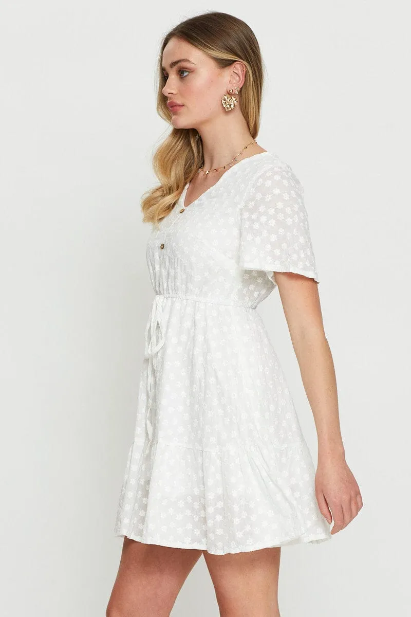 White Mini Dress Short Sleeve sold by Ally Fashion product image thumbnail 4