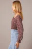 Brown Ditsy Crop Top Long Sleeve Shirred Waist sold by Ally Fashion