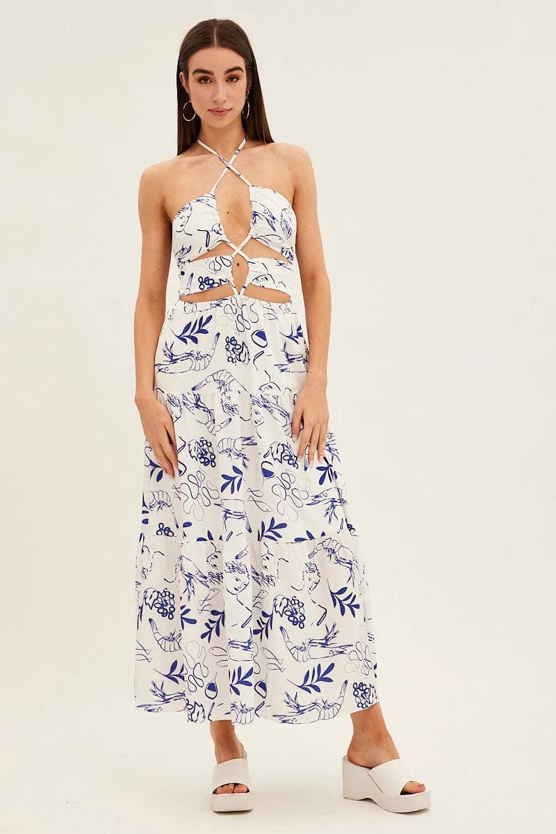 Blue Abstract Cut Out Maxi Dress sold by Ally Fashion product image thumbnail 3