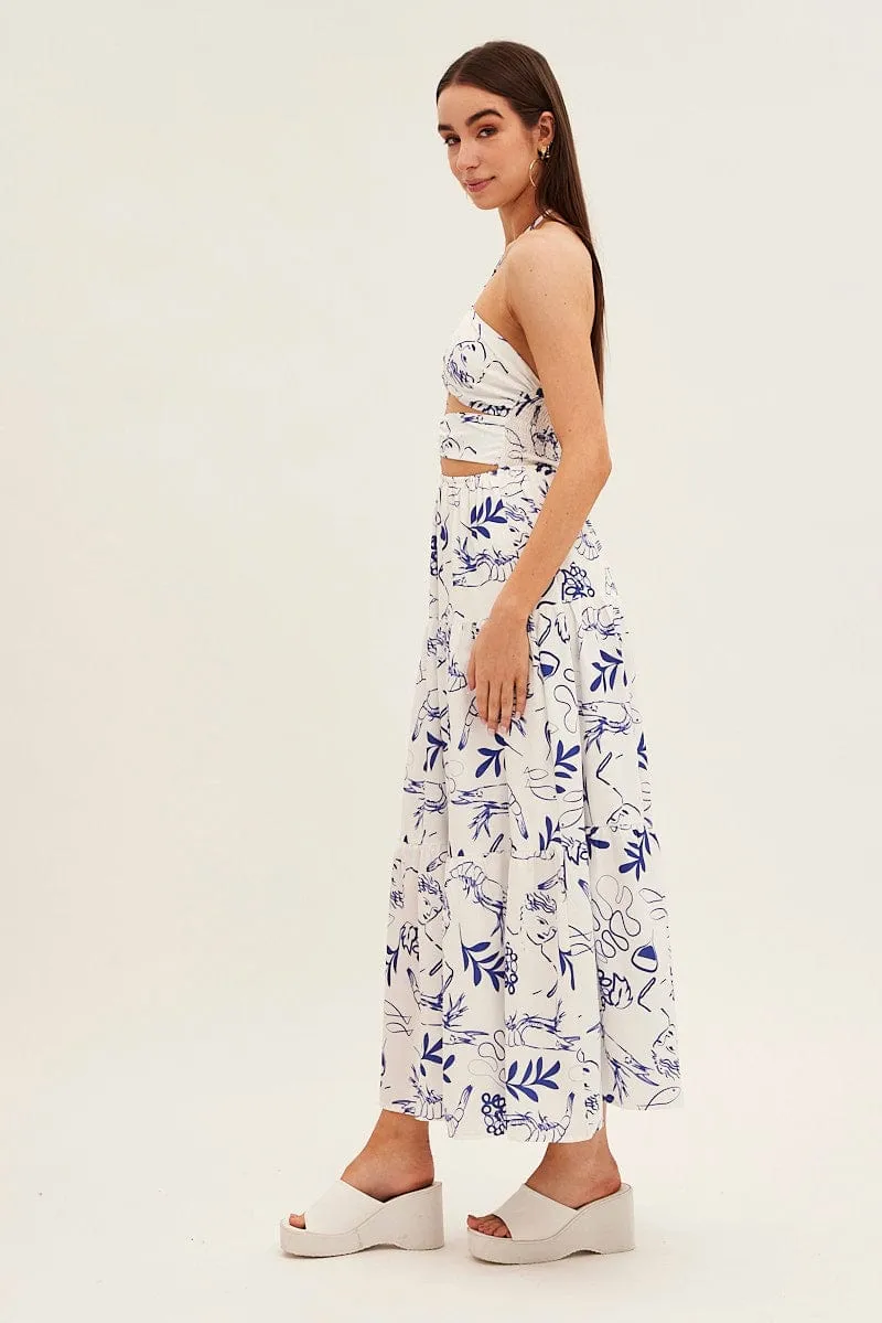 Blue Abstract Cut Out Maxi Dress sold by Ally Fashion product image thumbnail 4