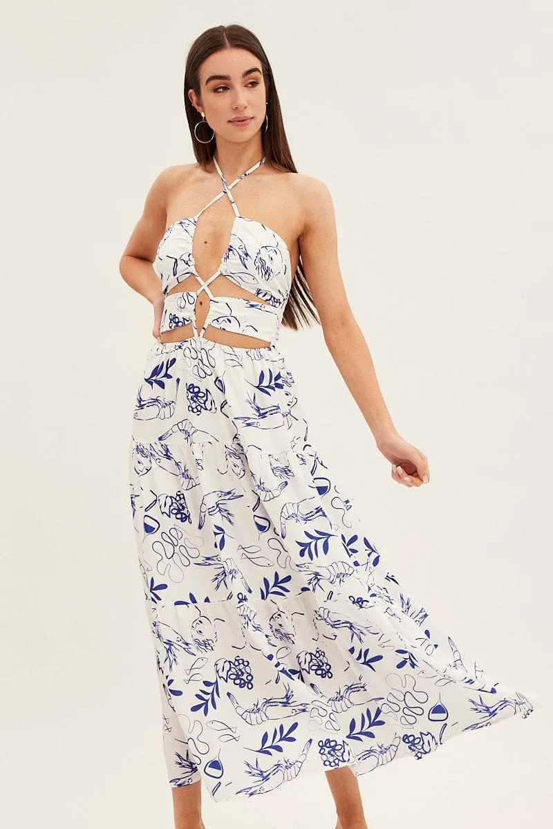 Blue Abstract Cut Out Maxi Dress sold by Ally Fashion product image thumbnail 2