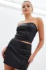 Black Faux Leather Corset Sleeveless Strapless Bandeau sold by Ally Fashion