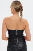 Black Faux Leather Corset Sleeveless Strapless Bandeau sold by Ally Fashion
