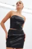Black Faux Leather Corset Sleeveless Strapless Bandeau sold by Ally Fashion