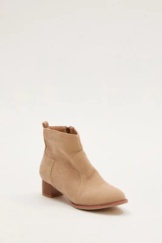 Beige Suedette Ankle Boots sold by Ally Fashion