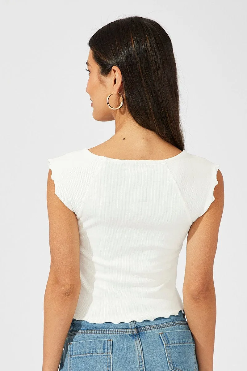 White Top Split Front Short Sleeve sold by Ally Fashion product image thumbnail 5