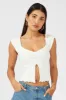White Top Split Front Short Sleeve sold by Ally Fashion