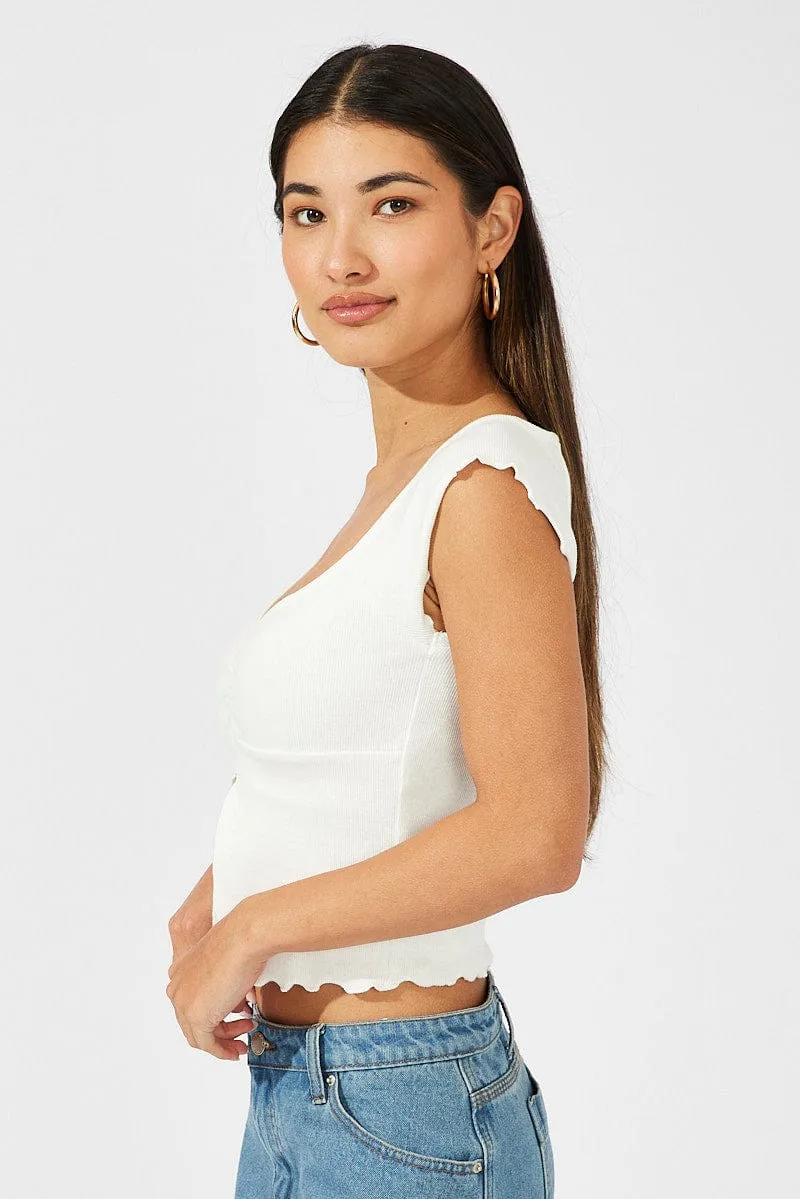 White Top Split Front Short Sleeve sold by Ally Fashion product image thumbnail 4