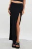 Black Maxi Skirt Mid Rise Split Nylon sold by Ally Fashion