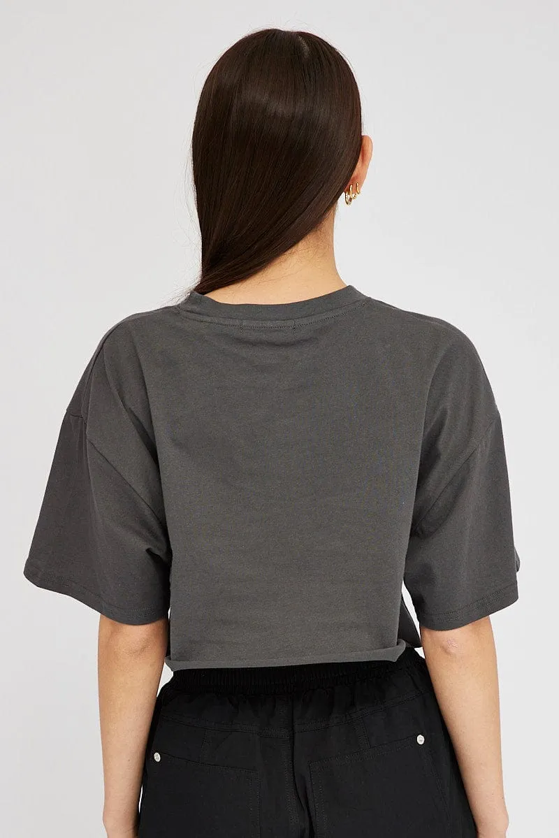 Grey Motocross Tee Biker Racing Graphic Crop T-shirt sold by Ally Fashion product image thumbnail 5