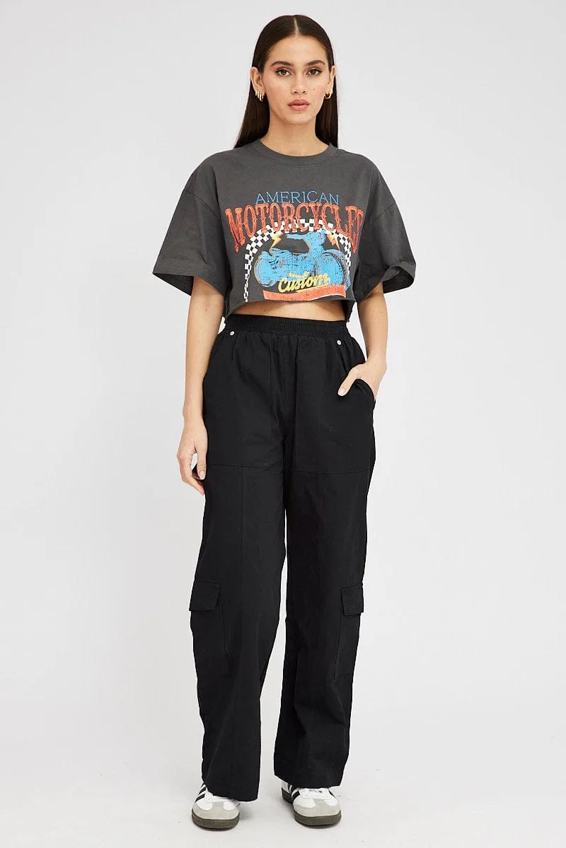Grey Motocross Tee Biker Racing Graphic Crop T-shirt sold by Ally Fashion product image thumbnail 2