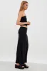 Black Maxi Skirt Mid Rise Split Nylon sold by Ally Fashion