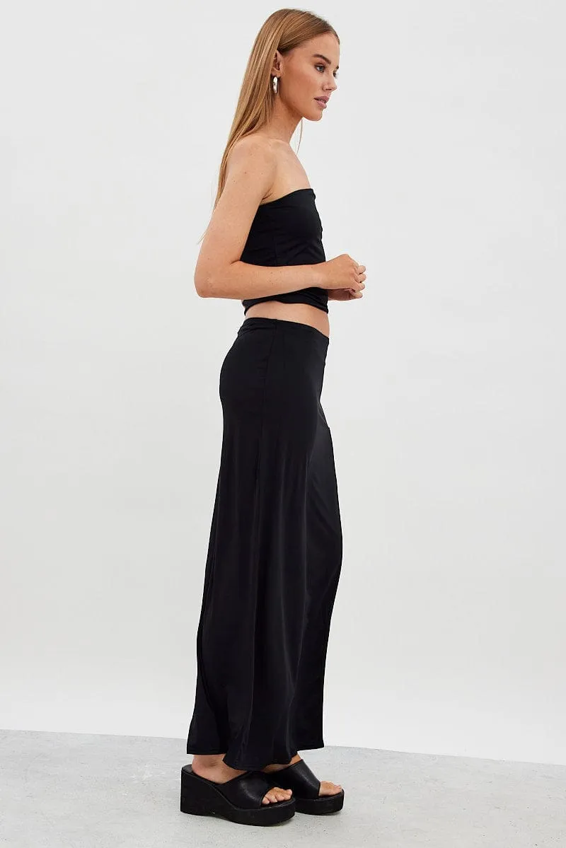 Black Maxi Skirt Mid Rise Split Nylon sold by Ally Fashion product image thumbnail 4