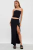 Black Maxi Skirt Mid Rise Split Nylon sold by Ally Fashion