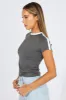 Grey Supersoft Top Short Sleeve Stripe sold by Ally Fashion