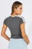 Grey Supersoft Top Short Sleeve Stripe sold by Ally Fashion