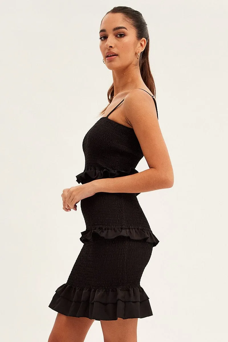 Black Shirred Bodycon Dress sold by Ally Fashion product image thumbnail 4