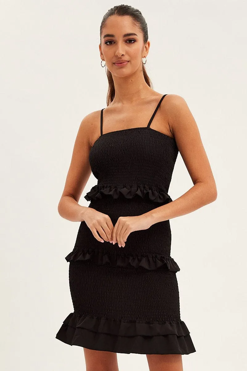 Black Shirred Bodycon Dress sold by Ally Fashion