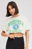 Grey Graphic Tee Varsity Crop Slogan T-shirt sold by Ally Fashion