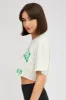 Grey Graphic Tee Varsity Crop Slogan T-shirt sold by Ally Fashion