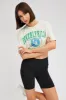Grey Graphic Tee Varsity Crop Slogan T-shirt sold by Ally Fashion