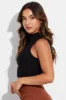 Black Knit Top Ribbed High Neck sold by Ally Fashion