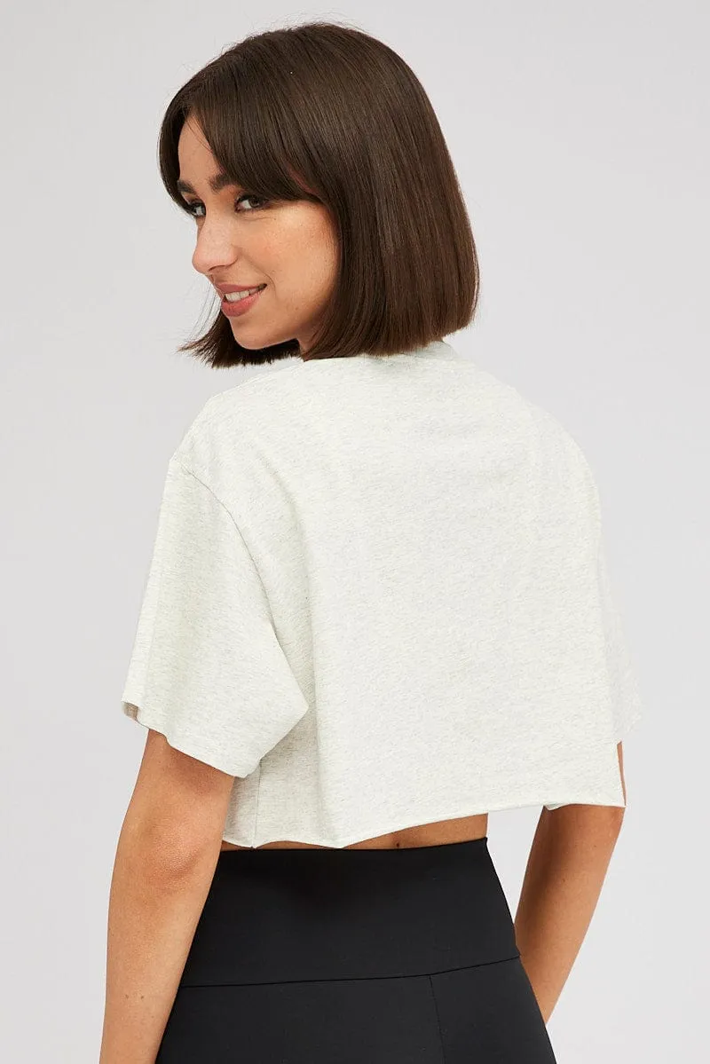 Grey Graphic Tee Varsity Crop Slogan T-shirt sold by Ally Fashion product image thumbnail 5