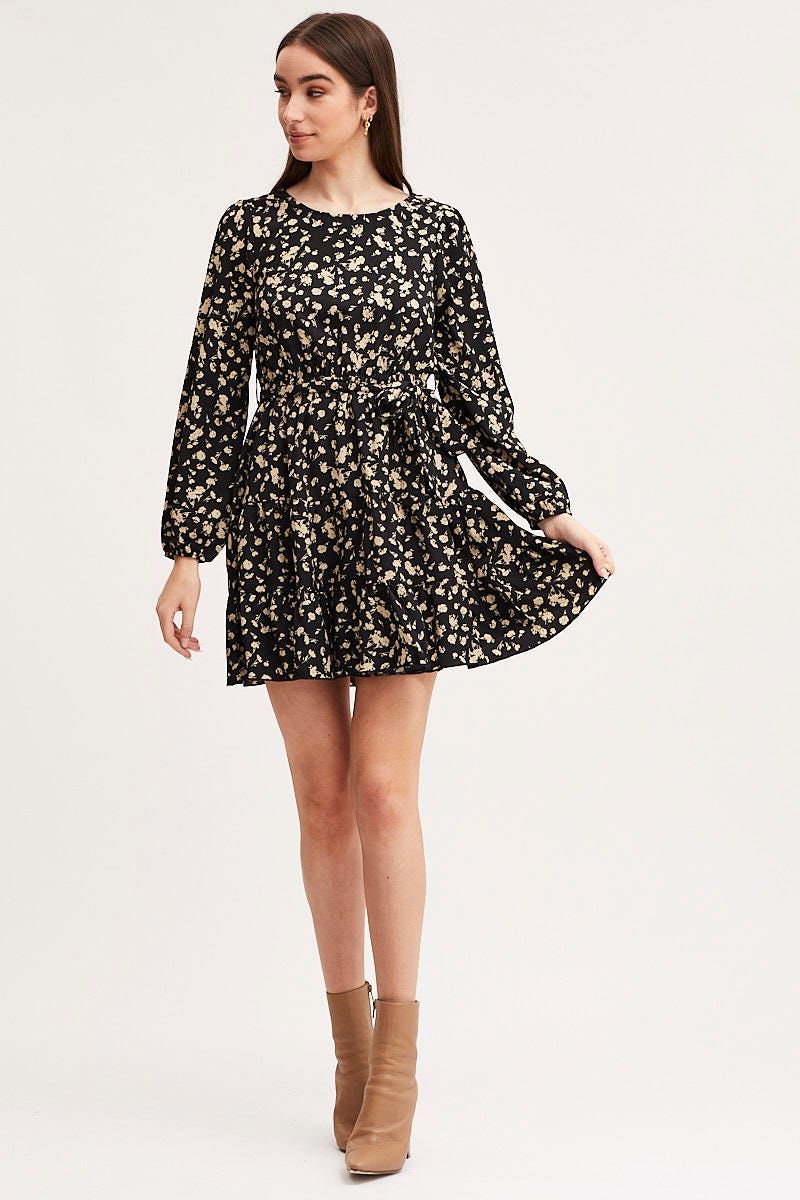 Print Mini Dress Long Sleeve Round Neck sold by Ally Fashion product image thumbnail 2