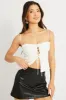 White Cami Top Satin Lace Up Front sold by Ally Fashion