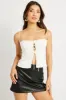 White Cami Top Satin Lace Up Front sold by Ally Fashion