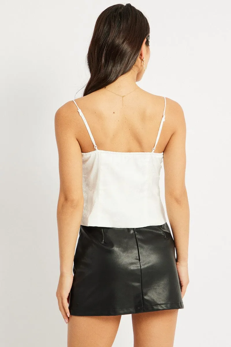 White Cami Top Satin Lace Up Front sold by Ally Fashion product image thumbnail 5