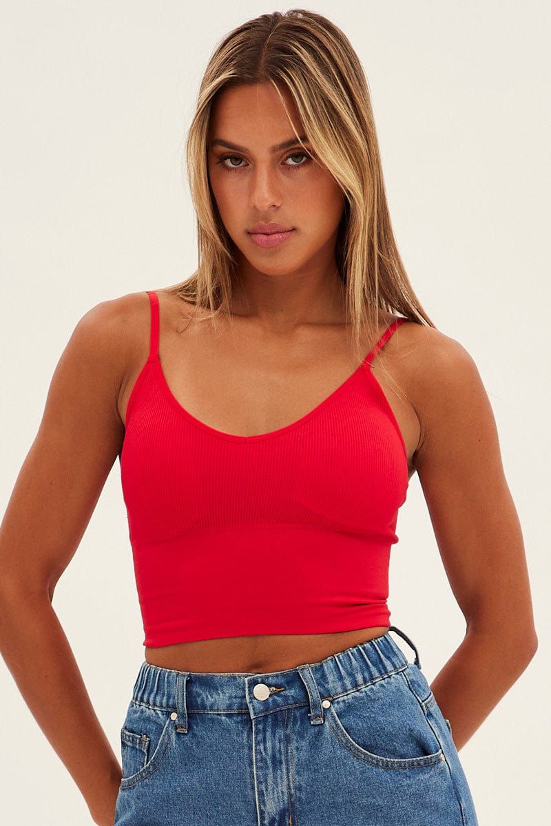 Red Crop Singlet Top Seamless sold by Ally Fashion product image thumbnail 3