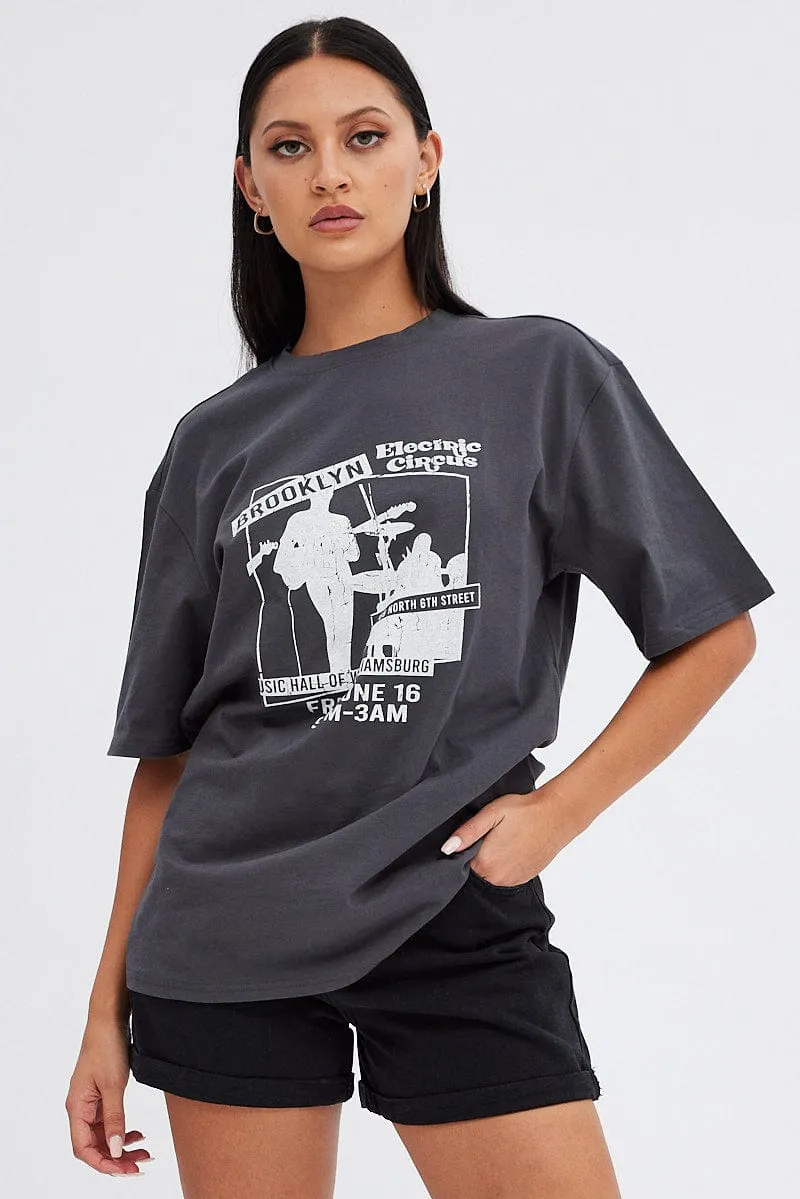 Grey Graphic Tee Short Sleeve sold by Ally Fashion product image thumbnail 3