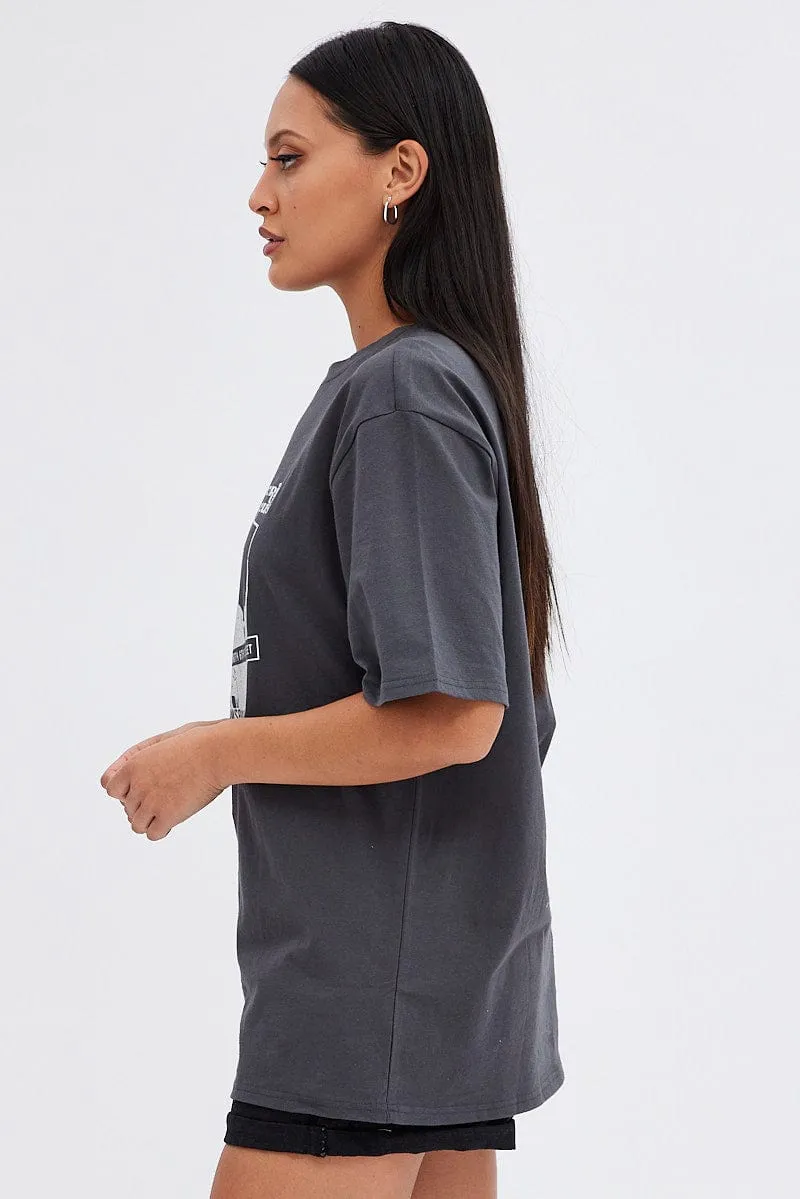 Grey Graphic Tee Short Sleeve sold by Ally Fashion product image thumbnail 4