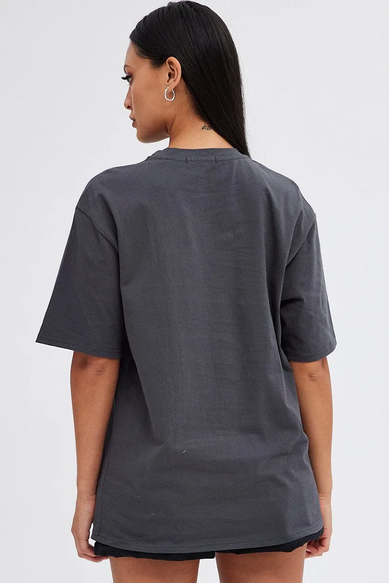 Grey Graphic Tee Short Sleeve sold by Ally Fashion product image thumbnail 5